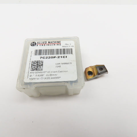 Allied Machine 7C220P-21CI #20 GEN3SYS XT Insert For Cast Iron 21mm C2 AM300