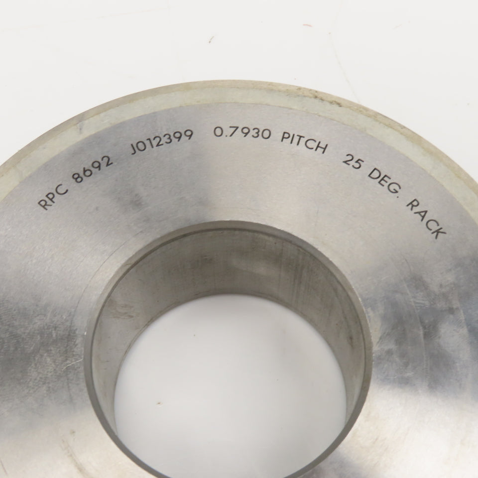 Norton RPC 8692 Diamond Grinding Wheel 0.7930 Pitch 25° Rack 5" OD 2" Arbor