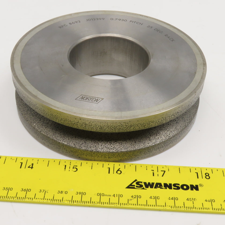 Norton RPC 8692 Diamond Grinding Wheel 0.7930 Pitch 25° Rack 5" OD 2" Arbor