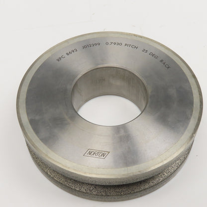 Norton RPC 8692 Diamond Grinding Wheel 0.7930 Pitch 25° Rack 5" OD 2" Arbor