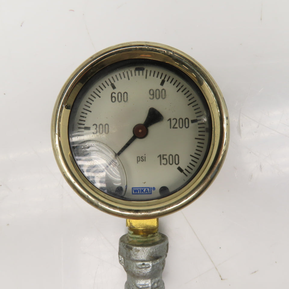 Wika 0-1500 PSI Glycerin Filled Pressure Gauge 1/4" NPT