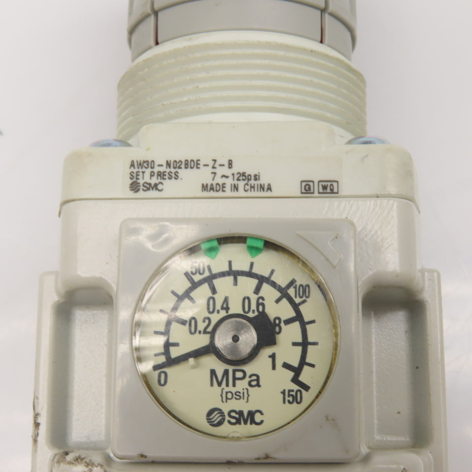SMC AW30-N02BDE-Z-B 1/4" Air Pressure Filter Regulator Auto Drain 17-125PSI