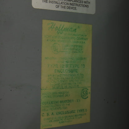 Hoffman 13-1/2" x 12-1/2" x 6" Type 12 & 13 Electrical Enclosure W/Backplate