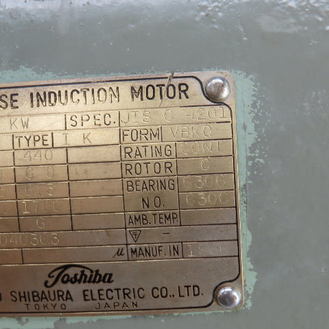 Toshiba JIS C 4201 AC Electric Motor 3.7kW 1700RPM 220/440V Frame VBKQ