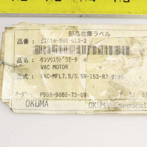 Okuma VAC-MFL7.5/5.5R-153-R3 Servo Motor 32mm Shaft Parts/Repair