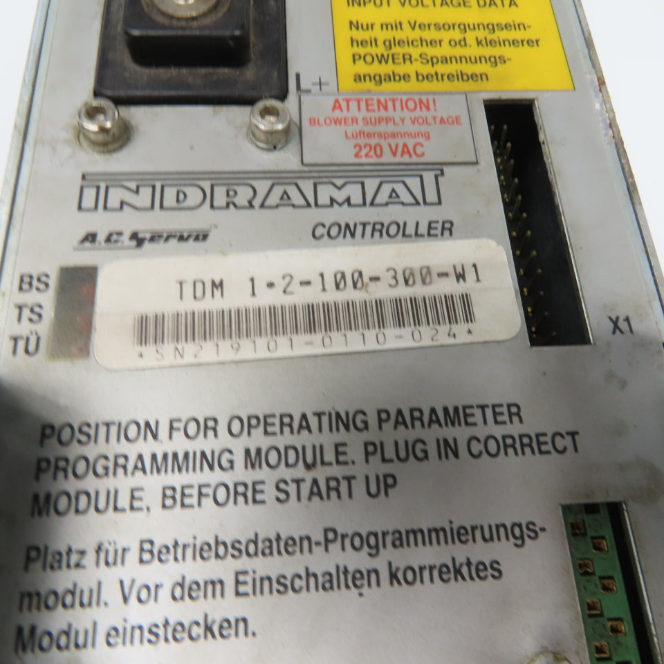 Indramat TDM 1-2-100-300-W1 AC Servo Controller 300VDC