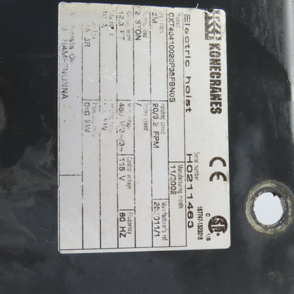 Konecranes CXT40410020P35FBN0S Cable Drum Wire Rope Hoist Spool W/Gear 8mm Wire