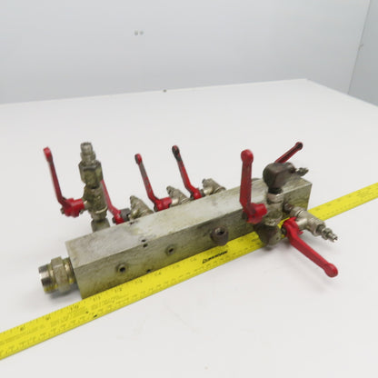 Aluminum 10 Port Parallel Manifold W/ Valves 1/4" NPT