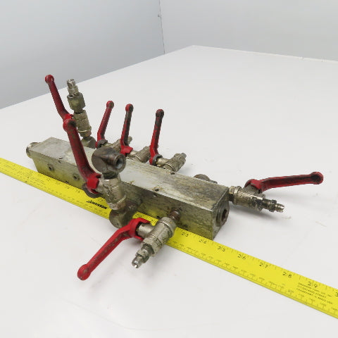 Aluminum 10 Port Parallel Manifold W/ Valves 1/4" NPT