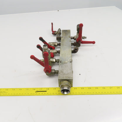Aluminum 10 Port Parallel Manifold W/ Valves 1/4" NPT