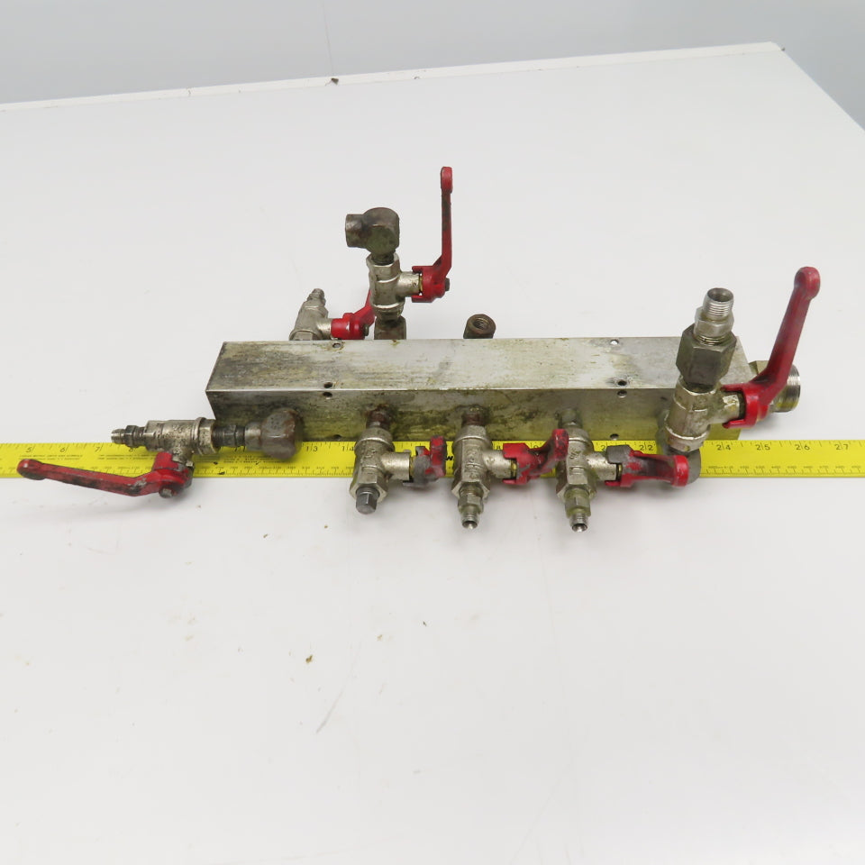 Aluminum 10 Port Parallel Manifold W/ Valves 1/4" NPT