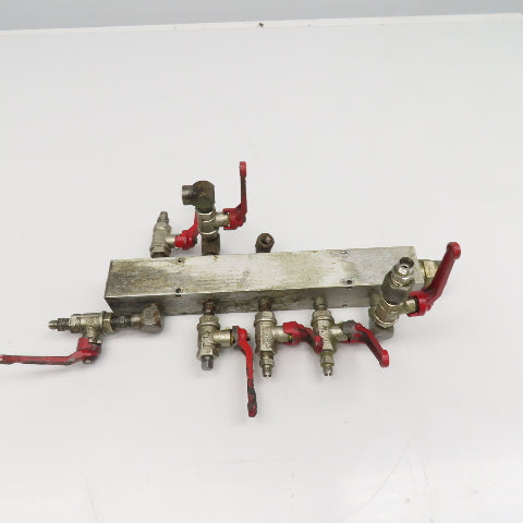 Aluminum 10 Port Parallel Manifold W/ Valves 1/4" NPT
