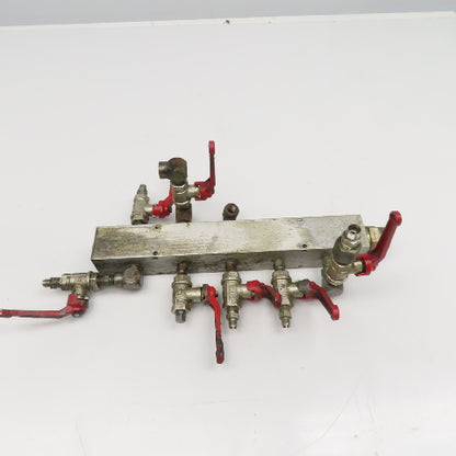 Aluminum 10 Port Parallel Manifold W/ Valves 1/4" NPT