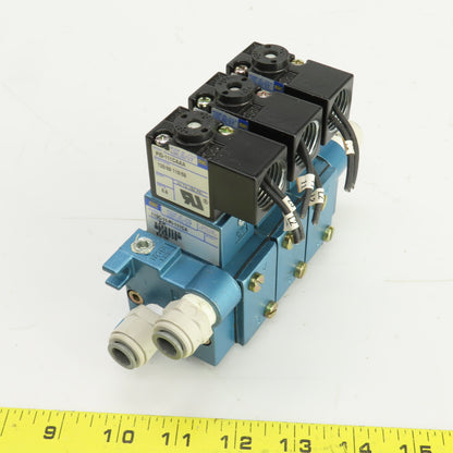 MAC 713C-11-PI-111CA /PID-111CAAA Pneumatic Solenoid 3 Valve Manifold Block 120V