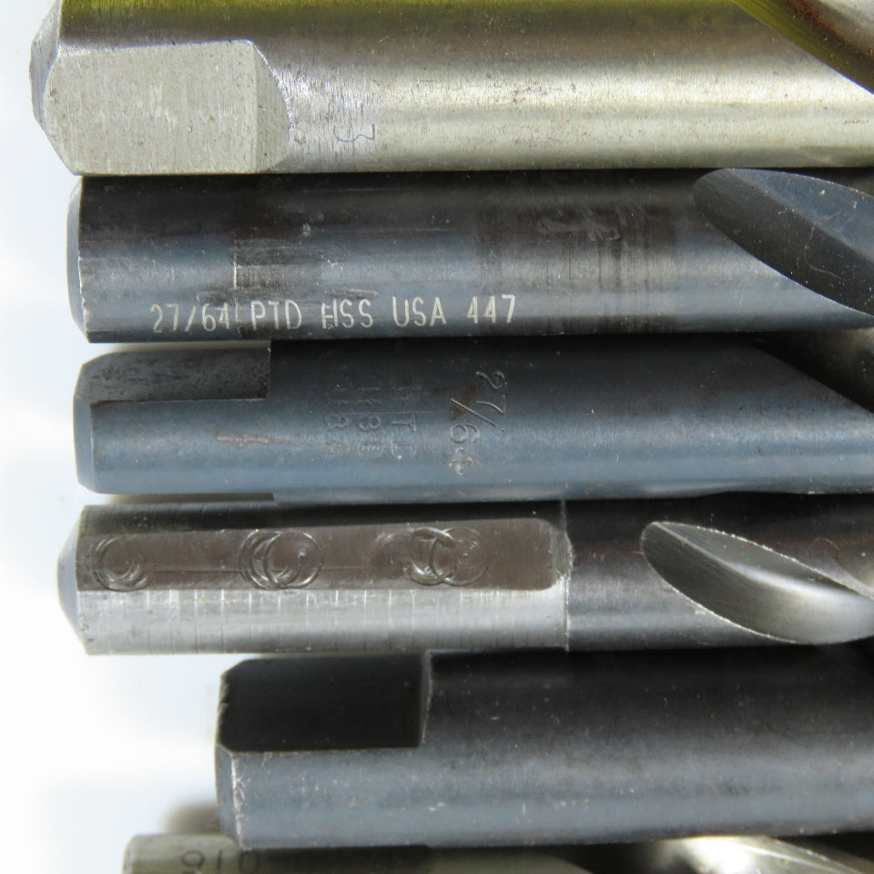 27/64" To 3/4" High Speed Steel Drill Bit Misc. Lot of 23
