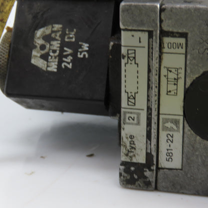 Mecman 580-270 000-1 Subplate W/(2) 24VDC Solenoid Valves 581-22