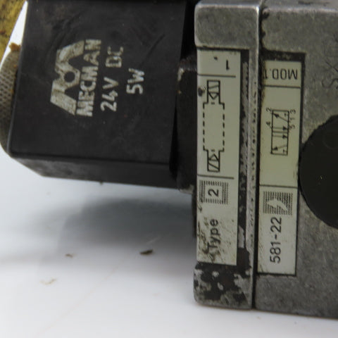 Mecman 580-270 000-1 Subplate W/(2) 24VDC Solenoid Valves 581-22