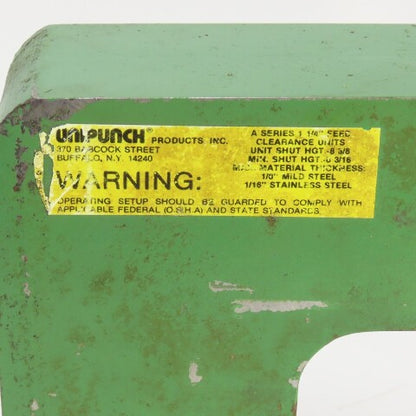UniPunch A Series 1-1/4" x 8-3/8" Throat C-Frame Punch Die Tooling Press Brake