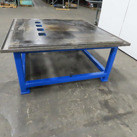 1-3/4" Thick Steel Machine Base Blanchard Ground Top 60x60x30"H W/Coolant Trough