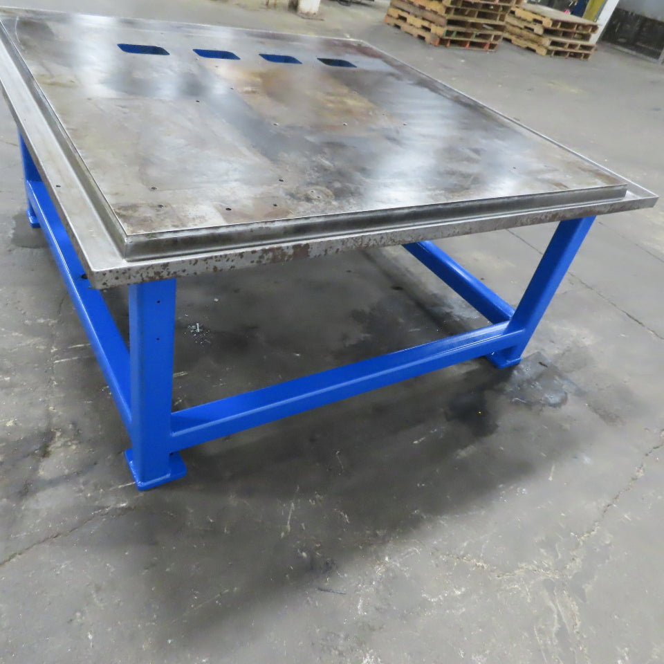 1-3/4" Thick Steel Machine Base Blanchard Ground Top 60x60x30"H W/Coolant Trough