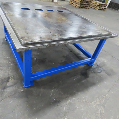 1-3/4" Thick Steel Machine Base Blanchard Ground Top 60x60x30"H W/Coolant Trough