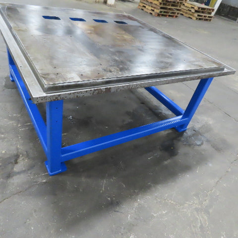 1-3/4" Thick Steel Machine Base Blanchard Ground Top 60x60x30"H W/Coolant Trough