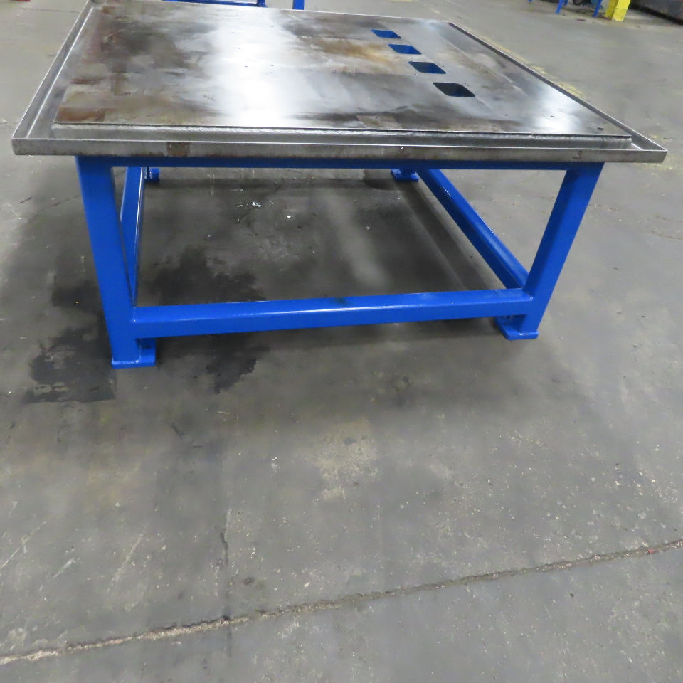 1-3/4" Thick Steel Machine Base Blanchard Ground Top 60x60x30"H W/Coolant Trough