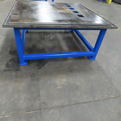 1-3/4" Thick Steel Machine Base Blanchard Ground Top 60x60x30"H W/Coolant Trough