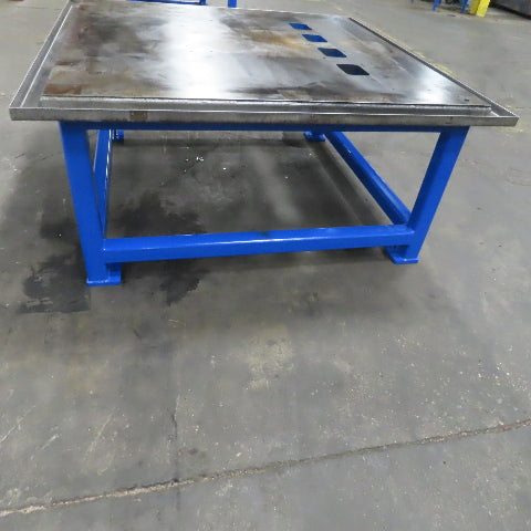 1-3/4" Thick Steel Machine Base Blanchard Ground Top 60x60x30"H W/Coolant Trough