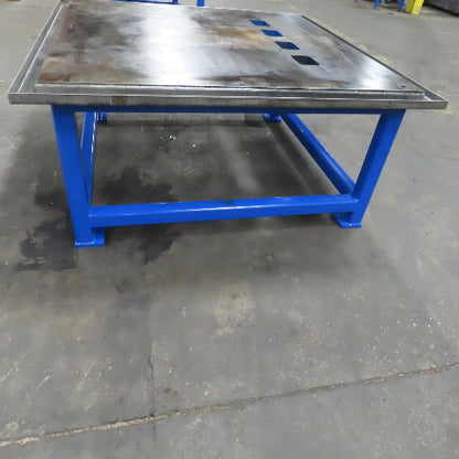1-3/4" Thick Steel Machine Base Blanchard Ground Top 60x60x30"H W/Coolant Trough