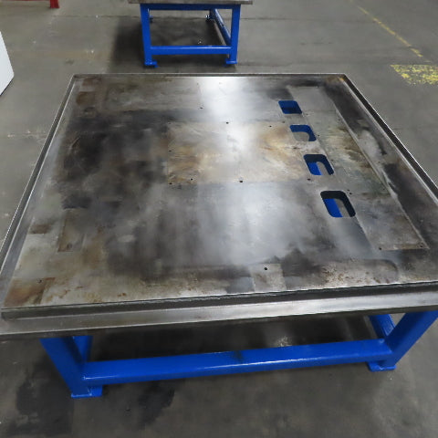 1-3/4" Thick Steel Machine Base Blanchard Ground Top 60x60x30"H W/Coolant Trough