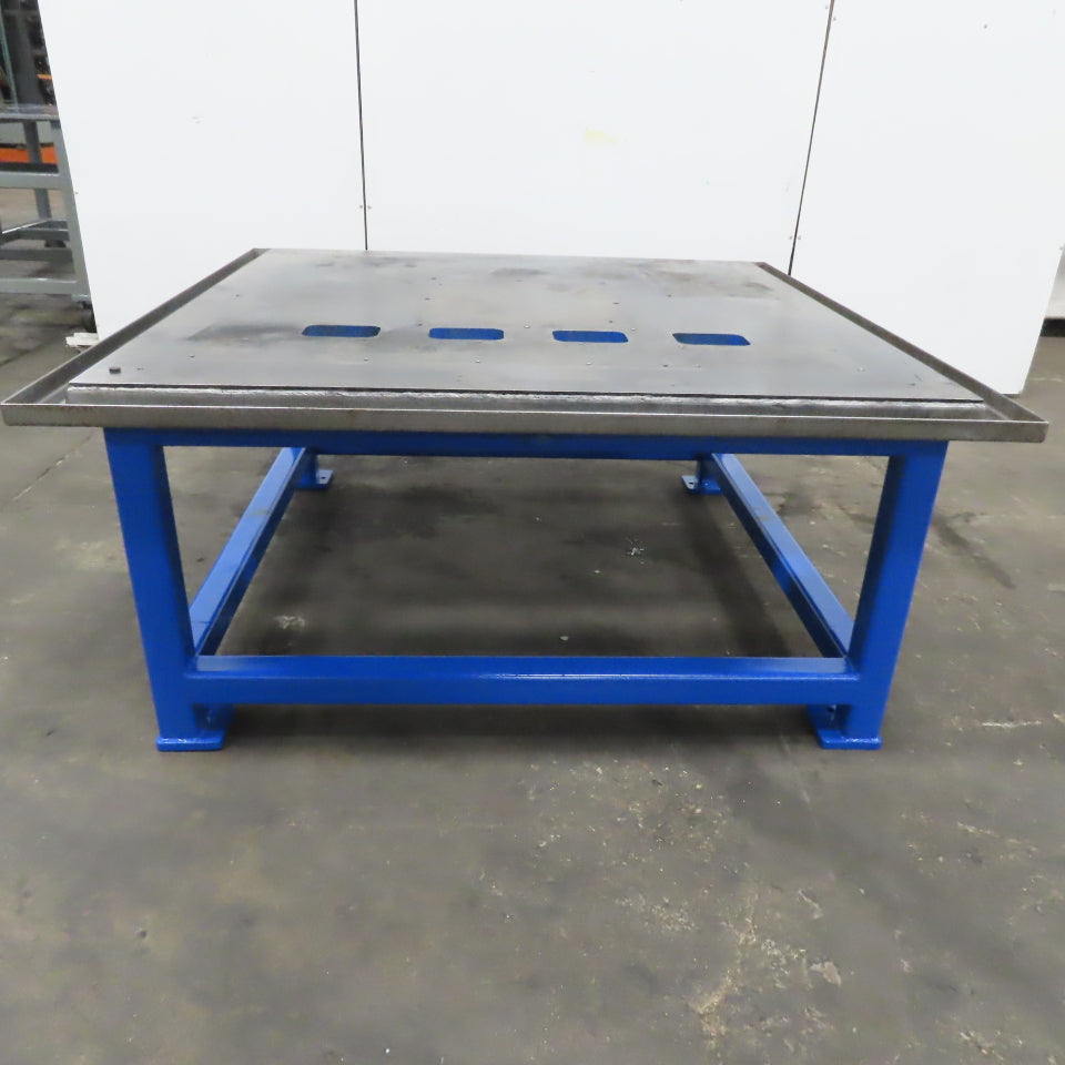 1-3/4" Thick Steel Machine Base Blanchard Ground Top 60x60x30"H W/Coolant Trough