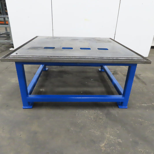 1-3/4" Thick Steel Machine Base Blanchard Ground Top 60x60x30"H W/Coolant Trough
