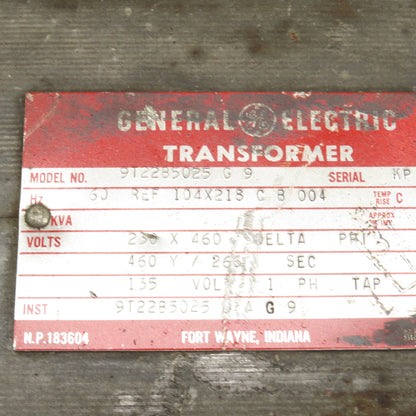 General Electric 9T22B5025 Transformer Pri 230/460V Delta Sec 460Y/266V 60HZ