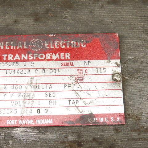 General Electric 9T22B5025 Transformer Pri 230/460V Delta Sec 460Y/266V 60HZ
