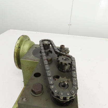 50:1 Ratio Right Hand Gear Reducer W/Chain Drive Sprockets & 5" Belt Drive