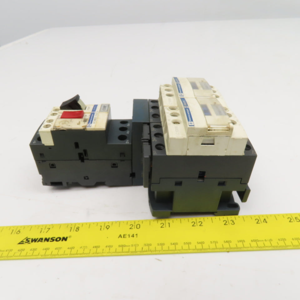Telemecanique GV2ME05 LC1S096 600V 1/2Hp 3Ph Reversing Contactor 0.63-1A Trip