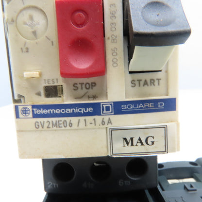 Telemecanique GV2ME06 LC1S096 600V 1Hp 3Ph Reversing Contactor 1-1.6A Trip