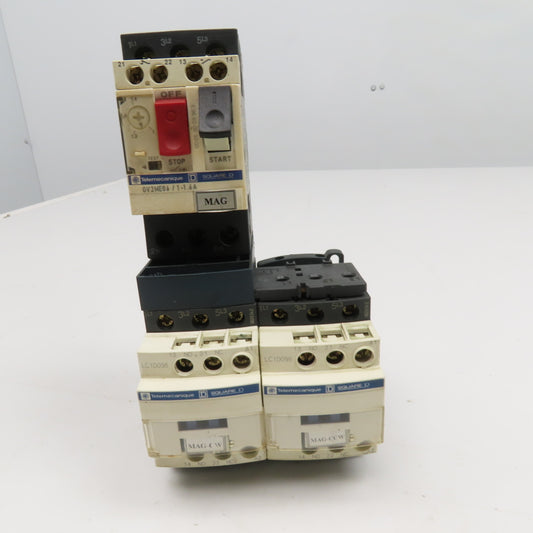 Telemecanique GV2ME06 LC1S096 600V 1Hp 3Ph Reversing Contactor 1-1.6A Trip