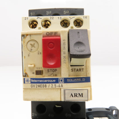 Telemecanique GV2ME08 LC1S096 600V 3Hp 3Ph Reversing Contactor 2.5-4A Trip