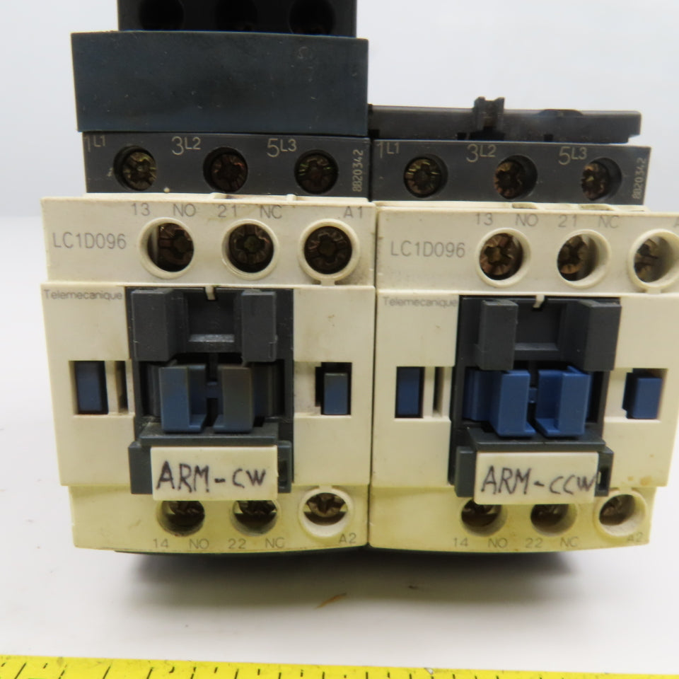 Telemecanique GV2ME08 LC1S096 600V 3Hp 3Ph Reversing Contactor 2.5-4A Trip