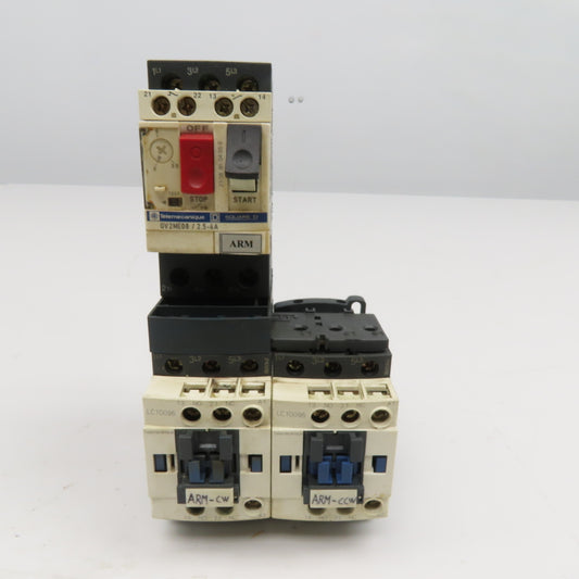 Telemecanique GV2ME08 LC1S096 600V 3Hp 3Ph Reversing Contactor 2.5-4A Trip
