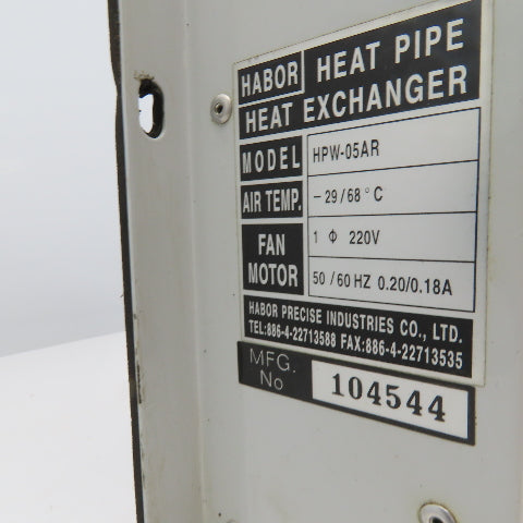 Habor HPW-05AR Heat Pipe Heat Exchanger Cabinet Cooler 220V 1Ph 19"x 8-3/8" x 3"