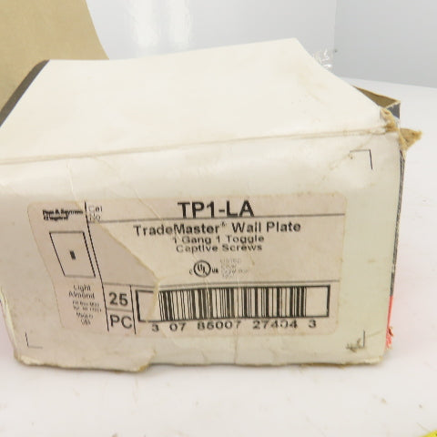 Pass & Seymour TP1-LA Light Almond Wall Plate 1 Toggle 1 Gang Lot Of 45
