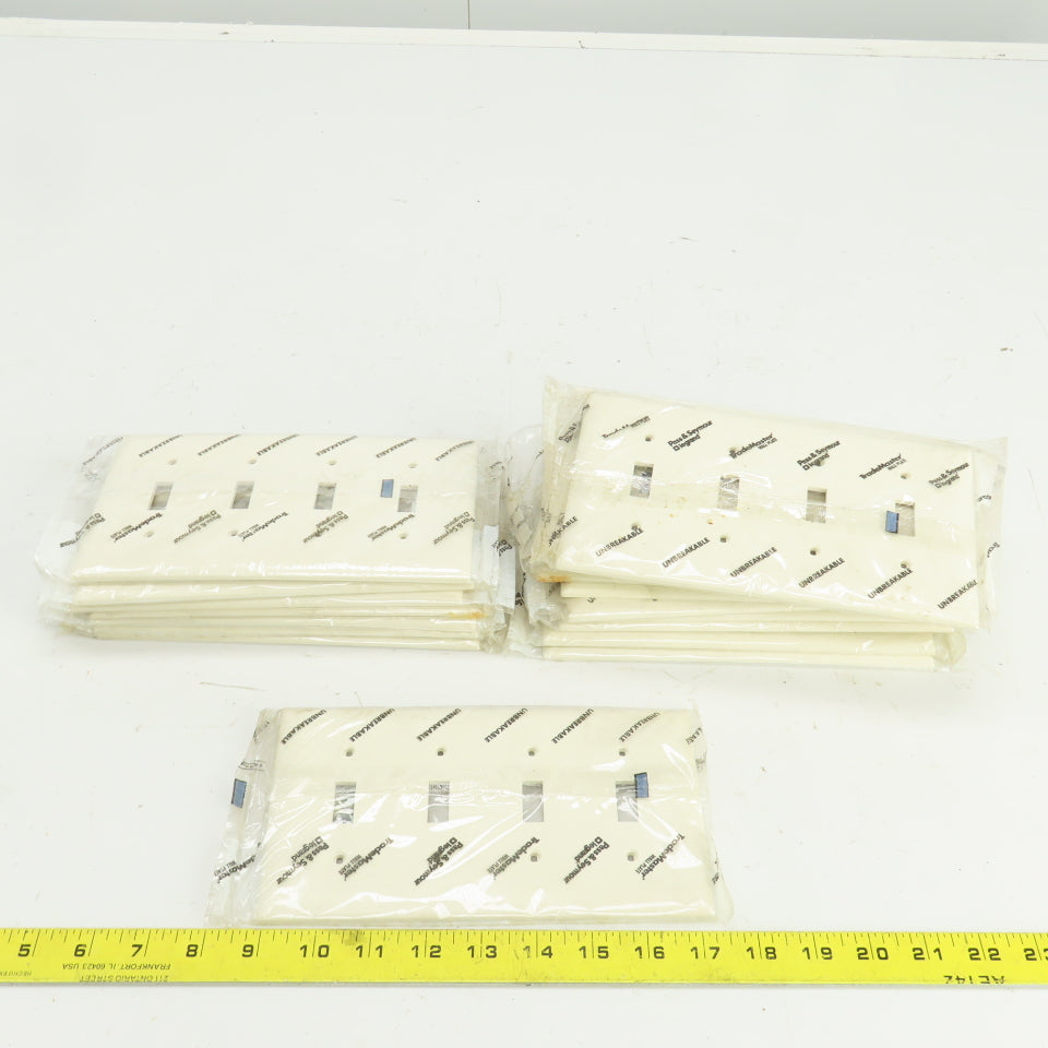 Pass & Seymour TP4-LA Light Almond Wall Plate 4 Toggle Switch Cover Lot Of 18