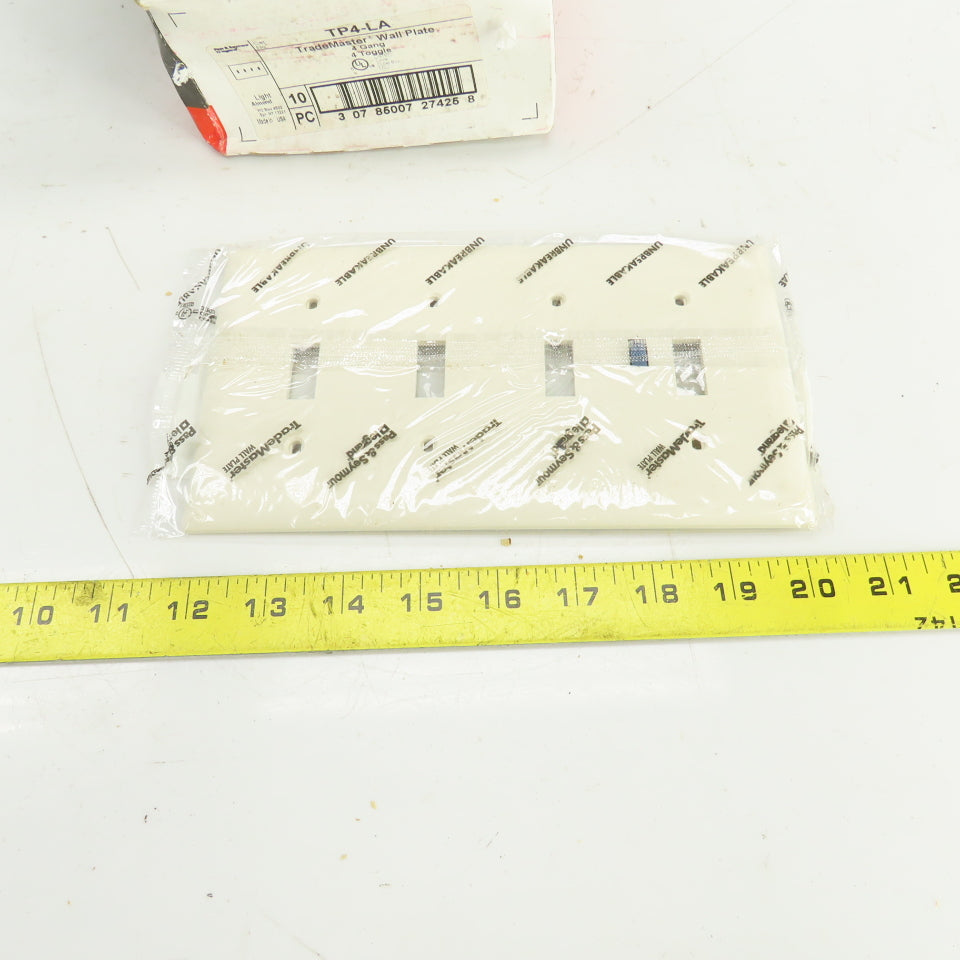 Pass & Seymour TP4-LA Light Almond Wall Plate 4 Toggle Switch Cover Lot Of 10