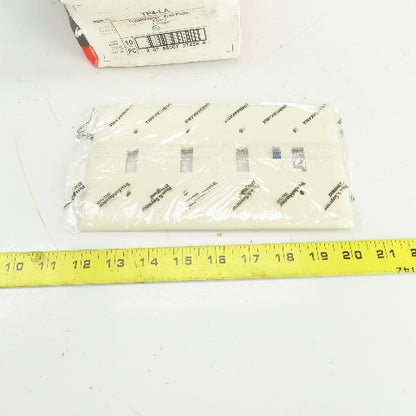 Pass & Seymour TP4-LA Light Almond Wall Plate 4 Toggle Switch Cover Lot Of 10