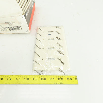 Pass & Seymour TP4-LA Light Almond Wall Plate 4 Toggle Switch Cover Lot Of 10