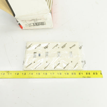 Pass & Seymour TP4-LA Light Almond Wall Plate 4 Toggle Switch Cover Lot Of 10