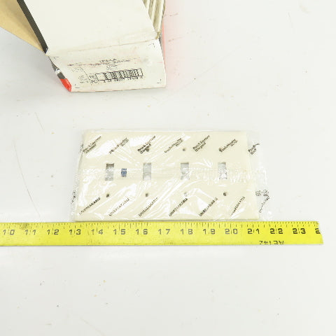 Pass & Seymour TP4-LA Light Almond Wall Plate 4 Toggle Switch Cover Lot Of 10
